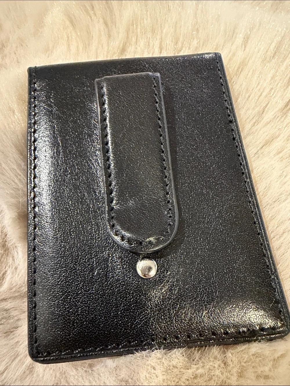 Mosaic Men's Black Leather Money Clip Credit Card Wallet